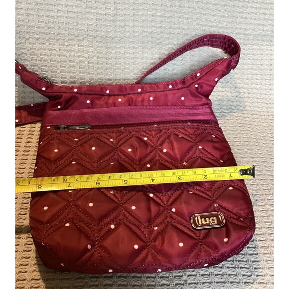 Lug Skipper SE Crossbody Purse/ Raspberry Red/White Polka Dot Adjustable RFID - Picture 15 of 16